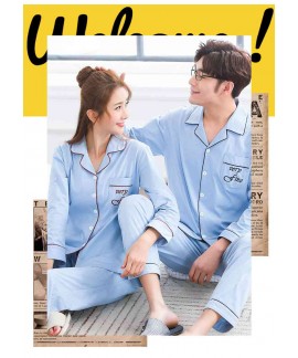 Couple's Home Wear Long Sleeve Cotton Casual Pajamas Set