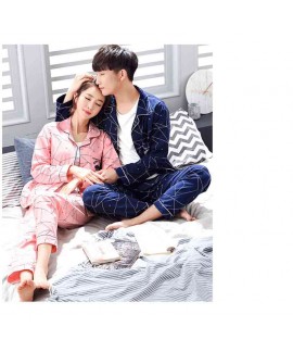 Couple's Home Wear Long Sleeve Cotton Casual Pajamas Set