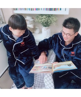 Winter parent-child solid color family home couple quilted pajamas
