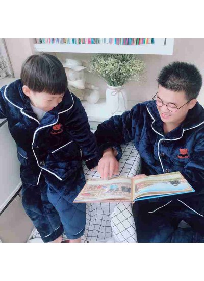 Winter parent-child solid color family home couple quilted pajamas