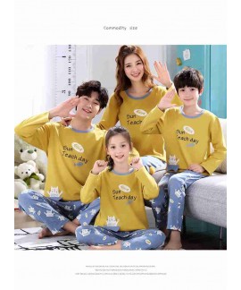 long-sleeved cute cartoon parent-children family pajamas couple suit