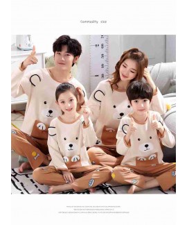 long-sleeved cute cartoon parent-children family p...