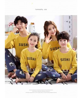 long-sleeved cute cartoon parent-children family pajamas couple suit