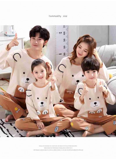 long-sleeved cute cartoon parent-children family pajamas couple suit