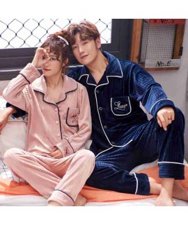 Winter coral velvet thick warm flannel suit models plus home service couple pajamas