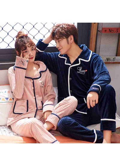 Winter coral velvet thick warm flannel suit models plus home service couple pajamas