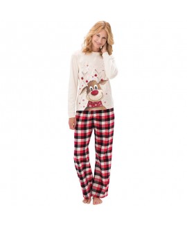 New Christmas Elk Print Parent-child Long-sleeved Pajamas Set Home Service