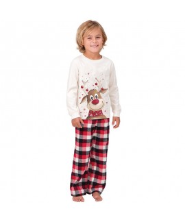 New Christmas Elk Print Parent-child Long-sleeved Pajamas Set Home Service