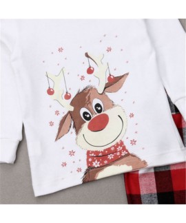 New Christmas Elk Print Parent-child Long-sleeved Pajamas Set Home Service