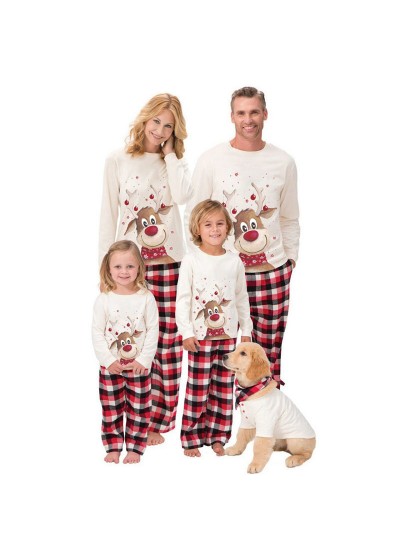 New Christmas Elk Print Parent-child Long-sleeved Pajamas Set Home Service