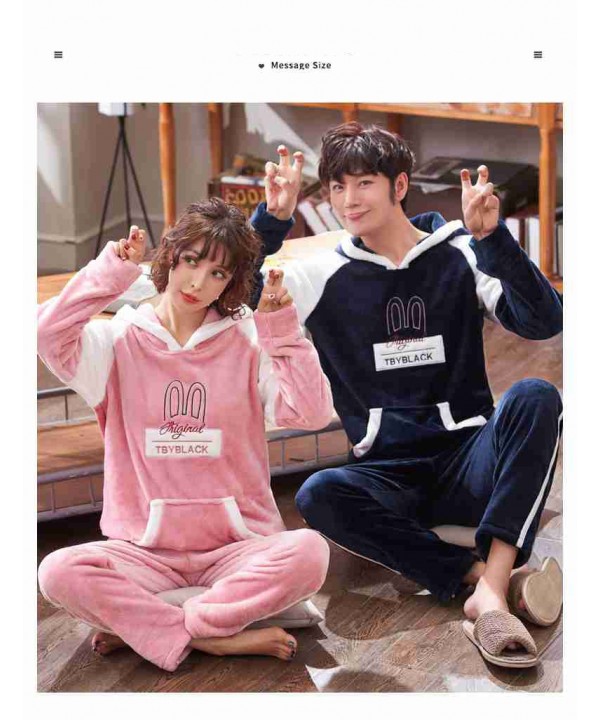 Flannel couple pajamas thick men's and women's home service