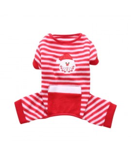 Pet Clothes Christmas Day Dress Four-Piece Striped Christmas Pajamas