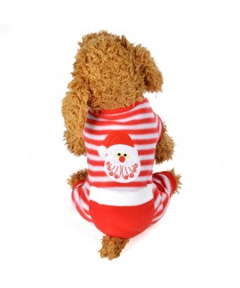 Pet Clothes Christmas Day Dress Four-Piece Striped...