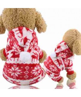 New Christmas Red Elk Festive Warm Universal Plus Velvet Flannel Pet Pajamas