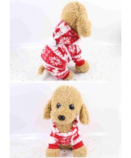 New Christmas Red Elk Festive Warm Universal Plus Velvet Flannel Pet Pajamas