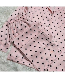 VS pink polka dot senior soft skin-friendly long-sleeved women's Nightwear