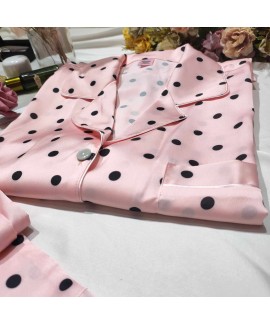 VS pink polka dot senior soft skin-friendly long-sleeved women's Nightwear