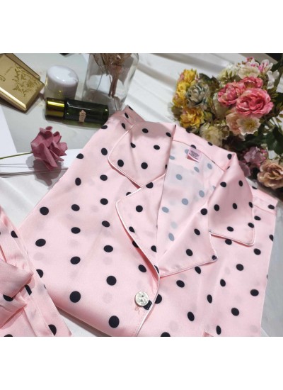 VS pink polka dot senior soft skin-friendly long-sleeved women's Nightwear