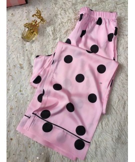 VS thin solid color polka dot printing long-sleeved trousers womens pajamas