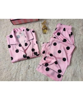 VS thin solid color polka dot printing long-sleeve...