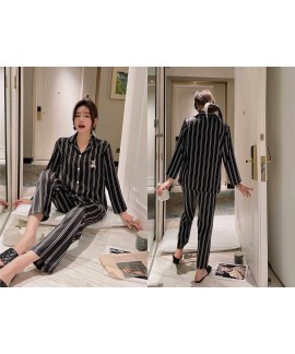 Brutalist womens and mens ice silk striped couple pajamas home service