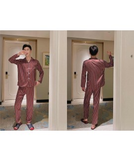 Brutalist womens and mens ice silk striped couple pajamas home service