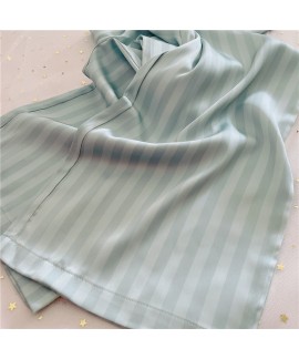VS Tiff blue slippery striped ice silk long-sleeved two-piece female pjs