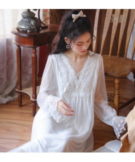 French Bridesmaid White Plus Size Pajama Dress