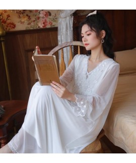 French Bridesmaid White Plus Size Pajama Dress