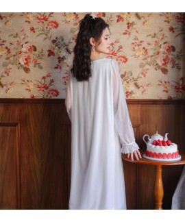 French Bridesmaid White Plus Size Pajama Dress