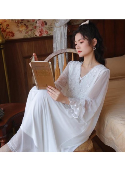 French Bridesmaid White Plus Size Pajama Dress