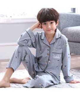 Comfy sleepwear boys set of pajamas for spring Cheap cotton children home pyjamas