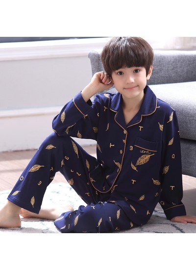 Comfy sleepwear boys set of pajamas for spring Cheap cotton children home pyjamas