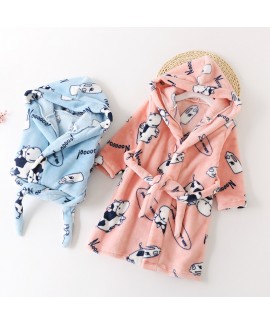 New children's flannel pajamas and robe sets soft pyjamas for boys and girls