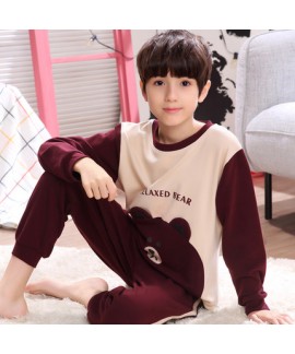 long sleeves Boys' cotton soft pajamas for spring comfy pj set children