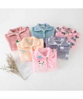 Soft Children's pajamas 2018 for spring cheap boys and girls flannel pajama set with robe