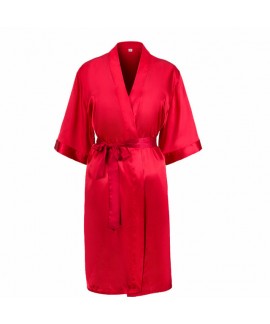 Silk Simulated Pure color Bridesmaid pj sets for wedding New Sexy Slim Bathrobe for women