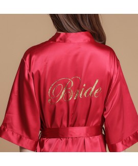 Silk Simulated Pure color Bridesmaid pj sets for wedding New Sexy Slim Bathrobe for women