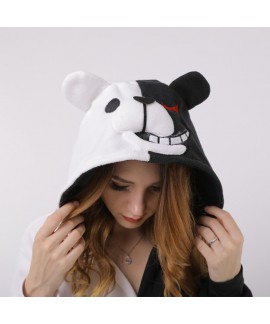 Black and white bear animal cartoon one piece pajamas long sleeve couple pajamas for autumn and winter