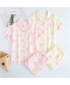 Spring And Summer Cotton Double Gauze Short-sleeve...