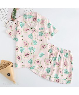 New Double-layer Gauze Short-sleeved Shorts Two-piece Ladie's Pajamas For Summer