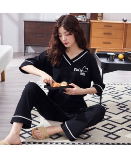 Oversized Cotton Short Sleeve Long Pants Thin Ladi...