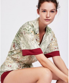 Wholesale V-neck Shirt Printed Thin Cotton Short-sleeved Shorts Ladies Pajamas Suit
