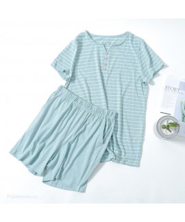 Japanese Style Cotton Short-sleeved Women's Pajama...