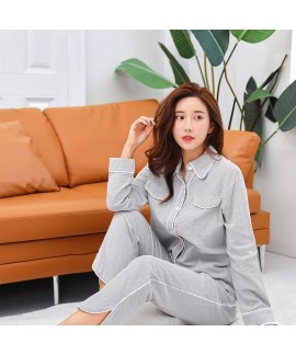 Cotton Double-layer Gauze Long-sleeved Lapel Can Be Worn Outside Casual Ladies Pajamas Suit