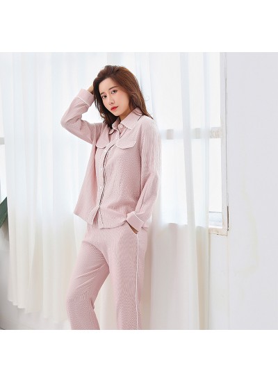 Cotton Double-layer Gauze Long-sleeved Lapel Can Be Worn Outside Casual Ladies Pajamas Suit