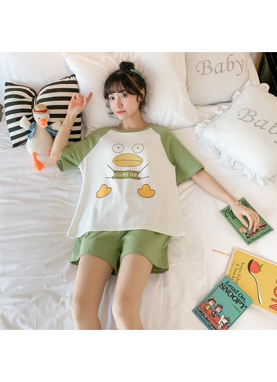 2020 New Short Sleeve Sweet Combed Cotton Ladies Pajama Set For Sunmmer