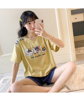 2020 New Short Sleeve Shorts Sweet Combed Cotton Ladies Pajama Set For Summer