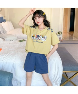 2020 New Short Sleeve Shorts Sweet Combed Cotton Ladies Pajama Set For Summer