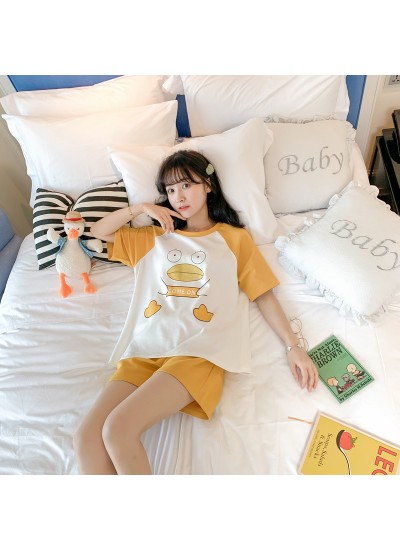 New 2020 Short Sleeve Shorts Sweet Combed Cotton Ladies Pajama Set For Summer